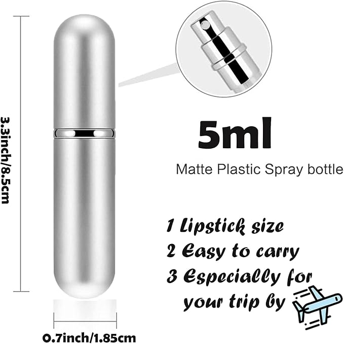 5ml Perfume Bottle Set, Portable Travel Refillable Perfume Atomiser, Mini Spray Bottles (3+1 Pcs) - Pink, Red, Silver with Separated Tool