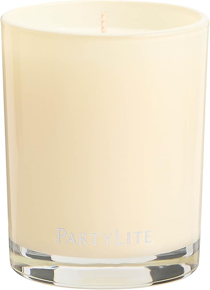 PartyLite Sun-Kissed Linen Escential Jar™ Candle, Scented with Notes of Jasmine Musk, Lily, Water Flowers & Citrus, 7.75oz 1-Wick Reusable Glass Jar, 50-Hour Burn, Aromatherapy Home Fragrance