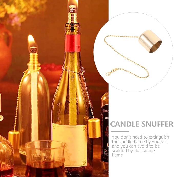 HOMSFOU Brass Candle Snuffer Cap for Scented and Tea Light Candles 9.44 Inch Heat-Resistant Flame Extinguisher Lamp Snuffer Accessory for Flame Out and Home Decor