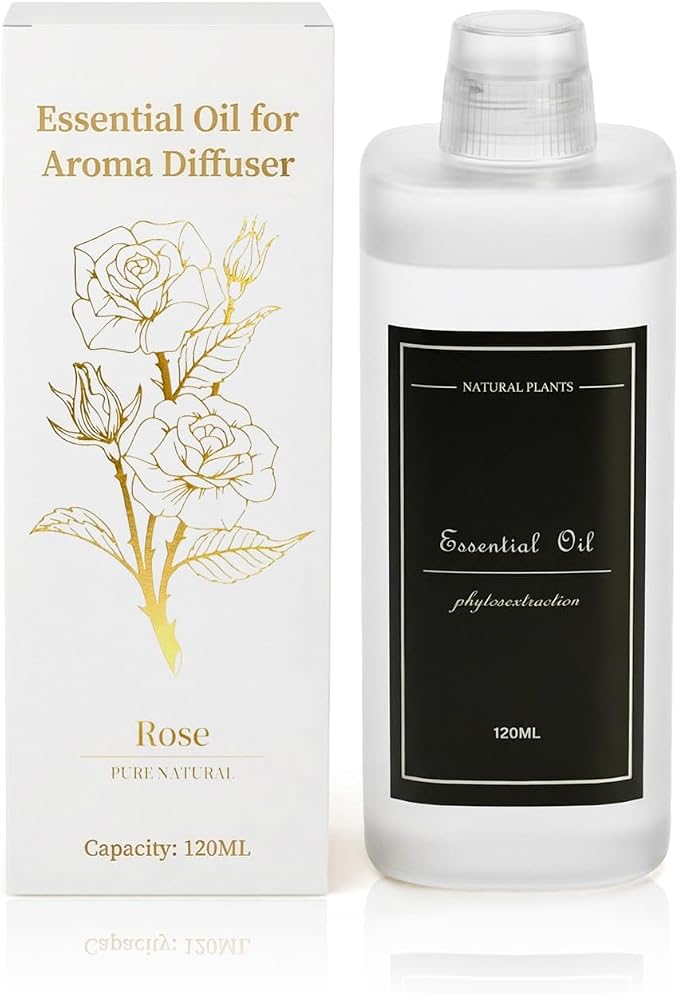 4.06 fl oz (120ml) Diffuser Oil for Home Fragrance Diffusers (M60), Plant-Based & Alcohol-Free, Hotel Scent Essential Oil for Bedroom, Bathroom, Office, Car, Office (Rose)