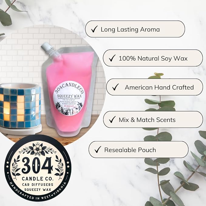 304CandleCo Large Squeeze Soy Wax Melt - 50 SCENTS! - Highly Fragrant & Hand-Crafted - Easy Mix & Match - American Made - Perfect for Wax Warmers (8oz, Dark Mohogany & Teakwood)