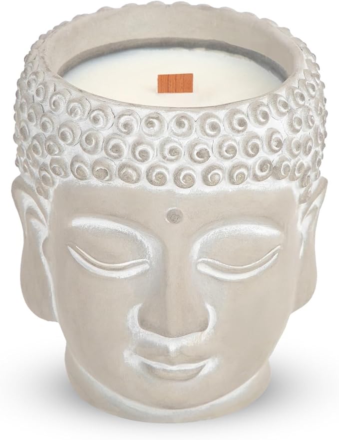 Zen Tea Scented Candle - Buddha Head Decorative Candle, Soy Wax Aromatherapy Candle for Relaxation, Meditation & Home Decor, Gift for Her/Him (8oz)