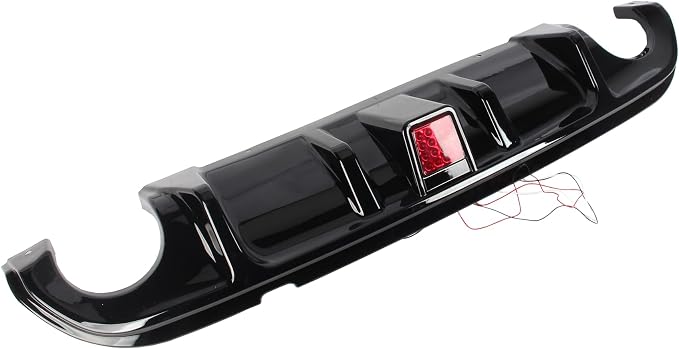 Rear Diffuser W/LED Brake Light Compatible with Infiniti Q50 2014 2015 2016 2017,Add-on Body Kit Rear Bumper Lower Lip Splitter Exterior Accessories (Gloss Black)