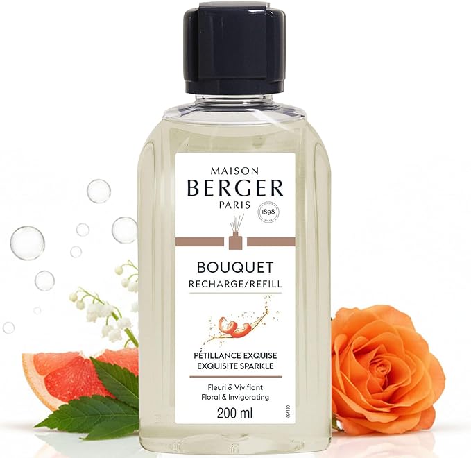 MAISON BERGER Reed Diffuser Refill, 200 ml, Exquisite Sparkle | Fragrance Refill for Reed and Ceramic Diffusers, Passive Diffusion, ~6 Weeks, No Flame or Electricity, Made in France