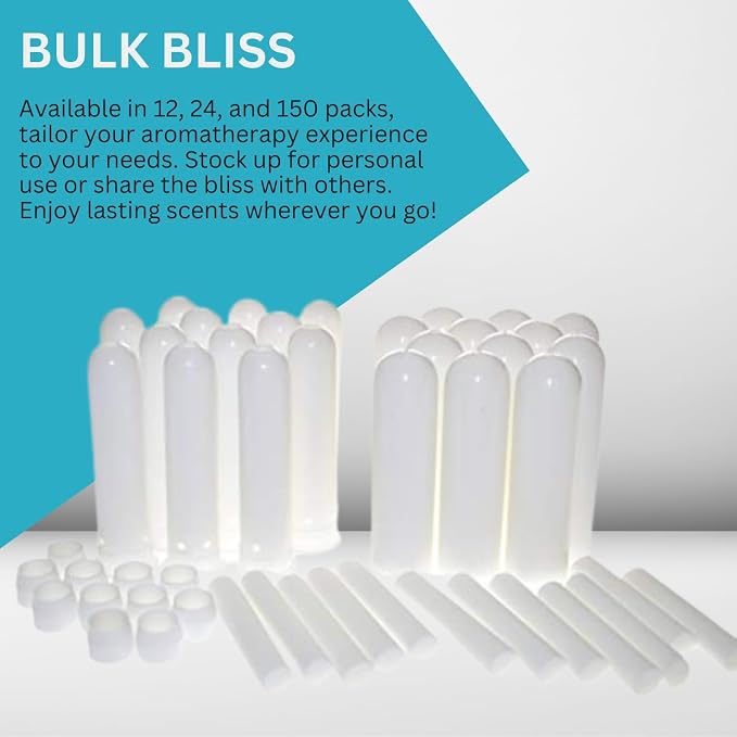 Wild Essentials Essential Oil Inhaler Tubes, Sticks (150 Pack), Wicks, Aromatherapy On The Go, Compact, Lightweight, Made in USA, Thick Medical Grade Plastic, Portable, Degradation Resistant, Premium