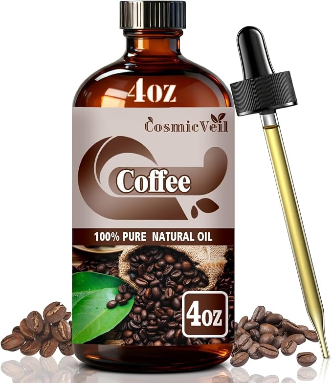 Coffee Essential Oil Coffee Oil for Aroma Diffuser,Humidifier,Home Fragrance,Cleaning,Body Care,Massage,Yoga,DIY Candle,DIY Soap CosmicVeil（Coffee，4 Fl Oz (Pack of 1)）