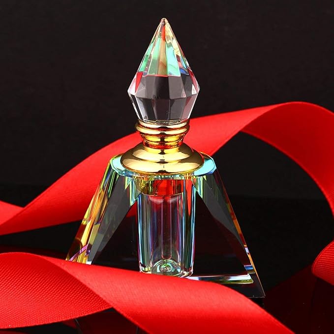 H&D HYALINE & DORA Vintage Egyptian Perfume bottle Decor Refillable Mini Empty Potions Glass 3ML (Rectangular pyramid)