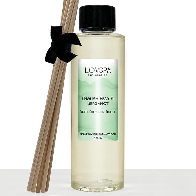 English Pear & Bergamot Diffuser Oil - Luxury Essential Oils for Diffuser Refill & Air Freshener Room Spray - Long-Lasting & Natural Home Fragrance, Scented Oil for Diffusers, USA Made, 4oz