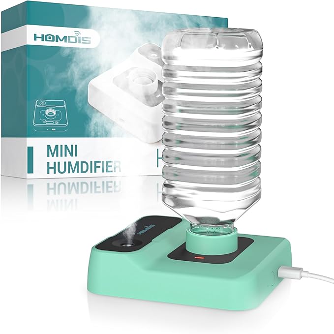 Portable Humidifiers for Travel, Small Mini Humidifier with Auto Shut-Off, Nightlight and Storage Bag for Hotel, Bedroom or Office, Plant Humidifier Indoor, MintGreen
