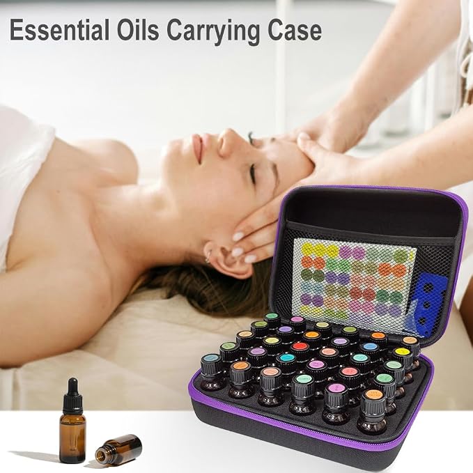 30 Bottle EVA Essential Oils Organizer - Holds 5ml, 10ml, 15ml Bottles, Storage Holder Carrying Case, Traveling Bag with Foam Insert