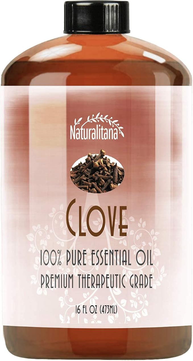 Naturalitana - Clove Essential Oil (16oz Bulk) for Aromatherapy, Diffuser, Soap, Bath Bombs, Candles