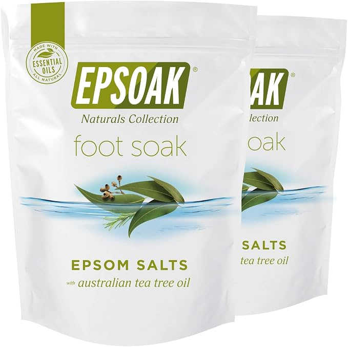 Epsoak Epsom Salt 4 lb. USP Magnesium Sulfate with Tea Tree Scent (Qty. 2 x 4 lb. Bags) Resealable Epsom Salt Bag, Made in The USA, Cruelty-Free Certified