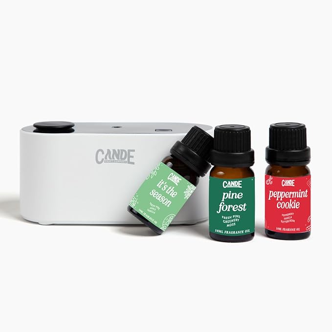 CE CRAFT Waterless Travel Diffuser Gift Set - Rechargeable Diffuser for Aromatherapy - Includes 3 Fragrance Oils - Fragrance Dispenser for Office and Home - Christmas, White
