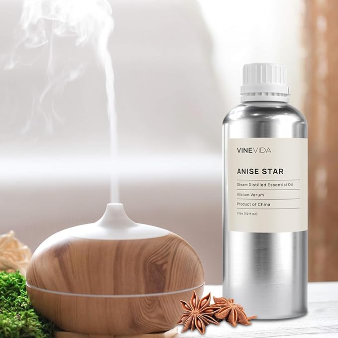 VINEVIDA Anise Star Essential Oil 32 oz - Undiluted for Candlemaking and Soap Making - DIY Candle Scents - Bulk Oil Safe for Skin