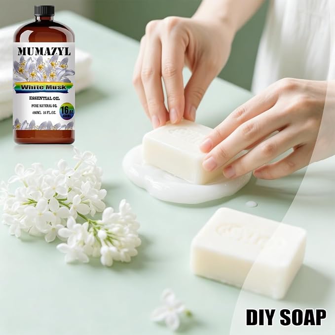 White Musk Essential Oil, White Musk Oil 16 Fl Oz 480ML for Diffuser Humidifier Yoga Cleaning DIY Candle Soap Making MUMAZYL Essential Oils