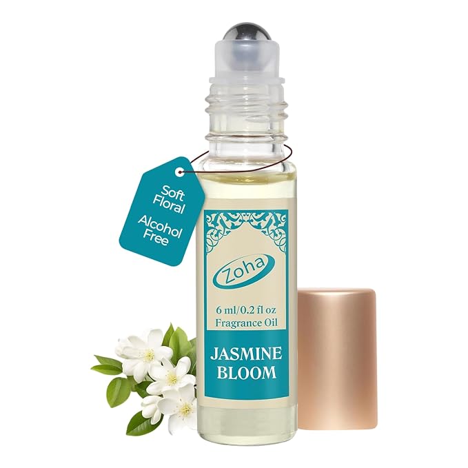 Zoha Jasmine Bloom | Roll on Perfumes for Women & Men | Alcohol-free Jasmine Perfume Oil | Travel Size Long Lasting Fragrance | 6ml Roller