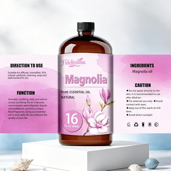 Fidelissima Natural Essential Oil Set,5 Scents Gift Kit–Gardenia,Lavender,Rose,Jasmine,Magnoliaa,Fragrance Oil for Diffuser,Candle Soap Making,Personal Care with Glass Dropper
