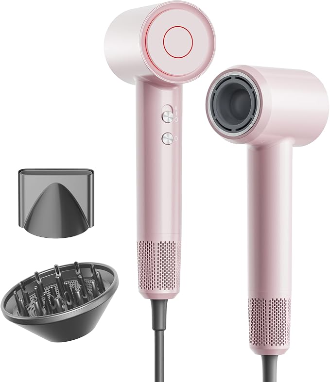Hair Dryer, 160,000 RPM High-Speed Ionic Blow Dryer with Brushless Motor for Fast Drying, 500 Million Ions Frizz Control, Low Noise Hairdryer with Magnetic Diffuser & Nozzle for Curly Hair Home Travel