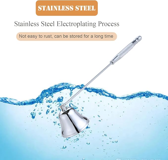 MUXSAM Candle Snuffer with Long Handle, Candlesnuffers Wick Snuffer Candle Accessory, 1-Pack Stainless Steel Wick Flame Snuffer for Putting Out Extinguish Candles Flame Safely(Silver)