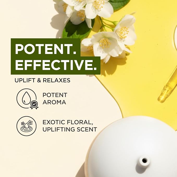 100% Pure Jasmine Essential Oil - 4 Fl Oz - Jasmine Oil for Hair, Skin, Diffuser, Aromatherapy & DIY Candle Making Scent