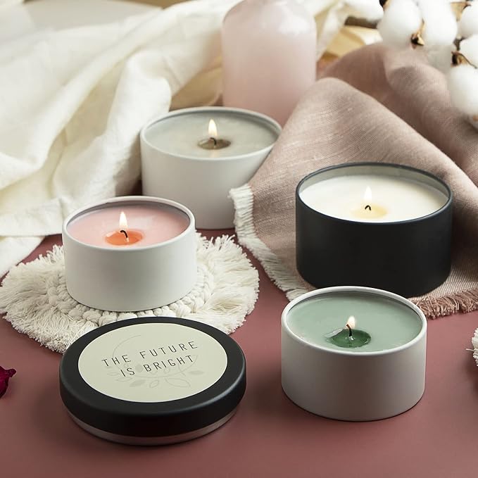 Hearth & Harbor Tin Candle Jars for Making Candles - DIY Candle Containers with Lids - Metal Candle Jars - Bulk Tins Storage for Candle - (12 Pieces) - (8 Ounces) - Solid Black and White