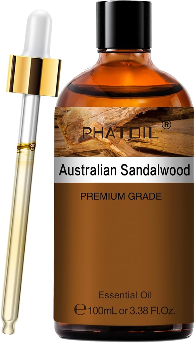 PHATOIL Pure Essential Oil, Pure Oil for Hair Care, Nail Care, Skin Care, Aromatherapy, DIY Candle Soap Making 3.38Fl Oz ( Australian Sandalwood )