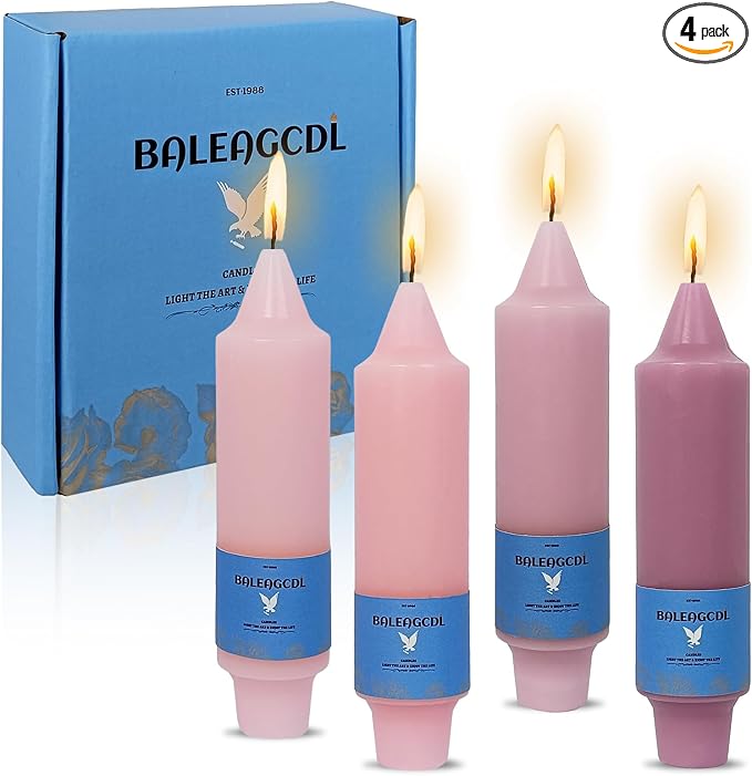 Smokeless Candlesticks Short Taper Candle,Unscented 5 Inches Gradient Pink Candle Sticks Dripless Tapered Candles for Home Décor Gifts