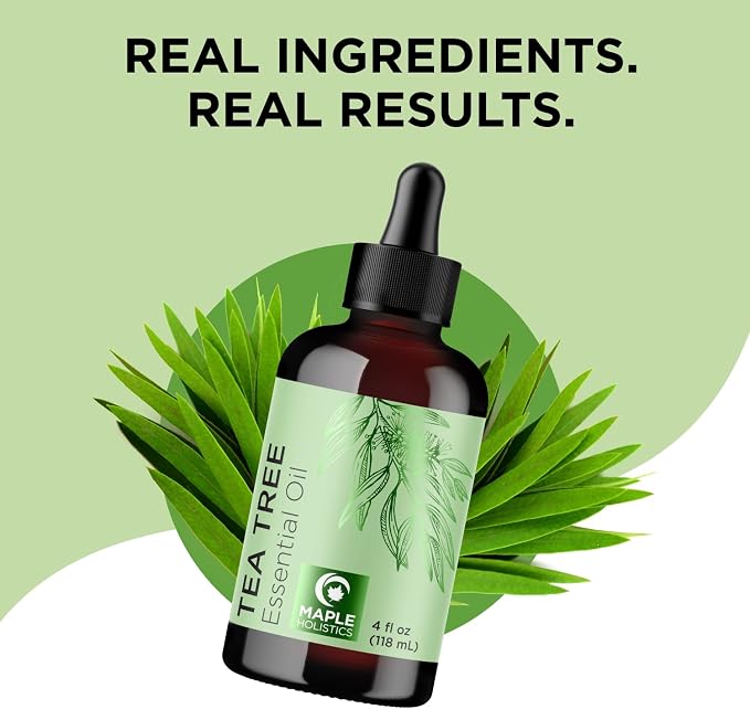 Pure Tea Tree Oil for Hair Skin and Nails - 100% Pure Undiluted Tea Tree Essential Oil with Dropper for Topical Uses Aromatherapy Diffusing and Home and Beauty DIYs - Vegan and Cruelty Free (4 Fl Oz)