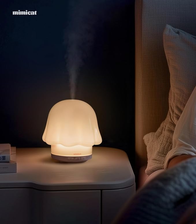 Essential Oil Diffuser for Home Glass: mimicat Timer 120ml Ultrasonic Cool Mist Aromatherapy Diffusers for Bedroom Office with Soft Night Light Cream White