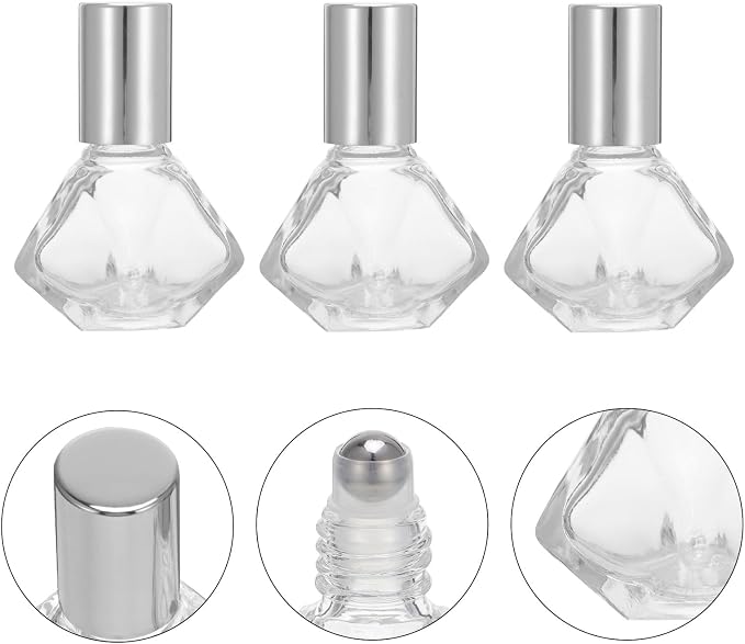 12pcs 8ml Glass Essential Oil Roller Bottles with Star-shaped Roll-on Design, Refillable Perfume Bottle Kit with Silver Caps and Stainless Steel Balls, Portable Aromatherapy Oil