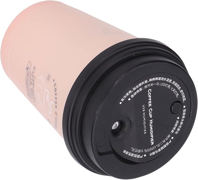Essential Oil Diffuser, 300ml Coffee Cup Shape Mini Portable Humidifier Cordless Mute Diffuser Aromatherapy Diffuser Cool Mist Humidifier for Bedroom Office Car (Pink)