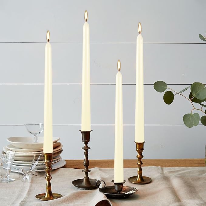YOROXRG 36 Pack Ivory White Taper Candles, 7-8 Hours Burn Time, Unscented, Smokeless and Dripless, 0.8 x 10 Inch Dinner Candle Set for Household, Wedding, Party and Home Décor Candlesticks