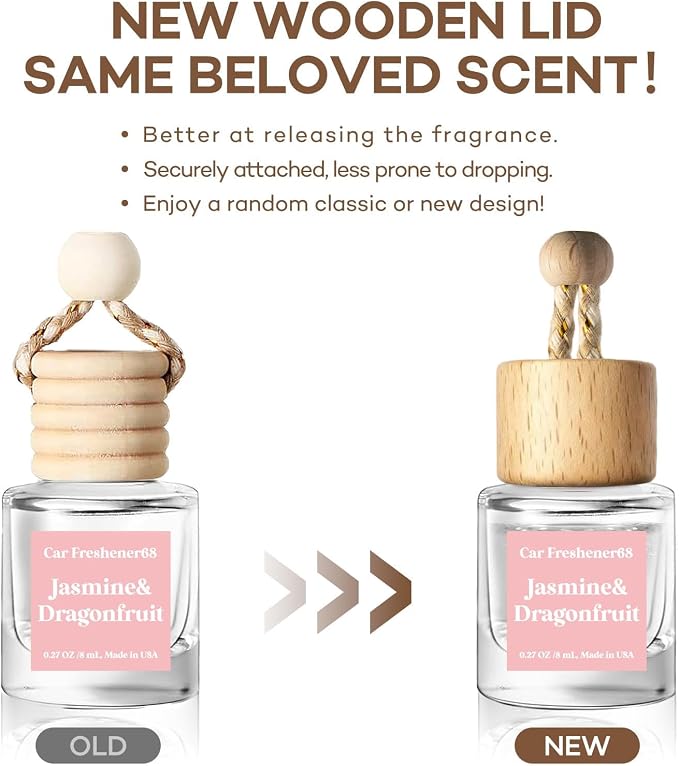 C Classy Car Air Freshener Hanging 2 Pack, Jasmine Essential Oil Diffuser, Long-Lasting Fragrance, Cute Car Accessories for Women & Men, Made in USA