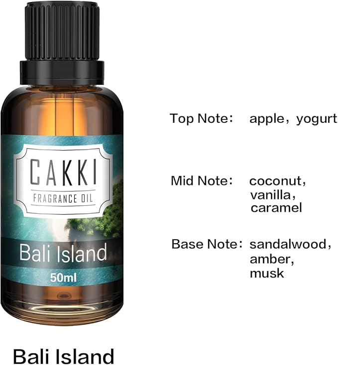 Essential Oils for Diffusers for Home, Scent-Bali Island, Single Large Size 50ml, Cakki Fragrance Oils, for Candle Making, Diffuser Oil Scents