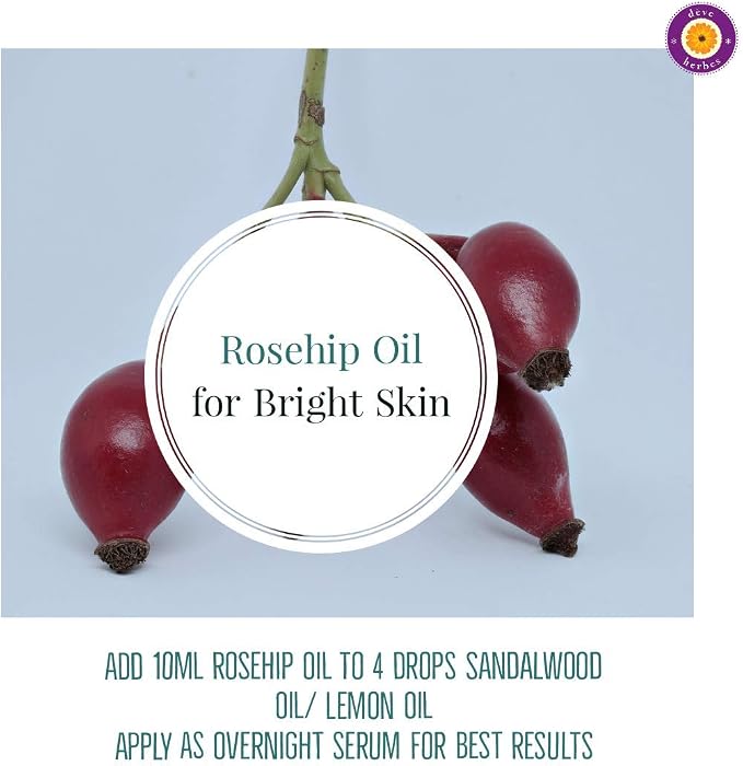 dève herbes Pure Rosehip Oil (Rosa rubiginosa) with Glass Dropper Cold Pressed 5ml (0.16 oz)