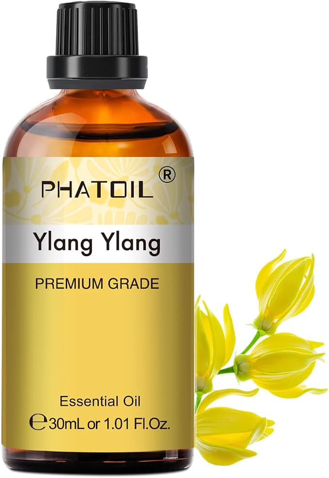 Ylang Ylang Essential Oil 1.01fl.oz/30ml, PHATOIL Premium Ylang Ylang Oils Long Lasting Scents for Aromatherapy, Diffuser, DIY Soap and Candle Making