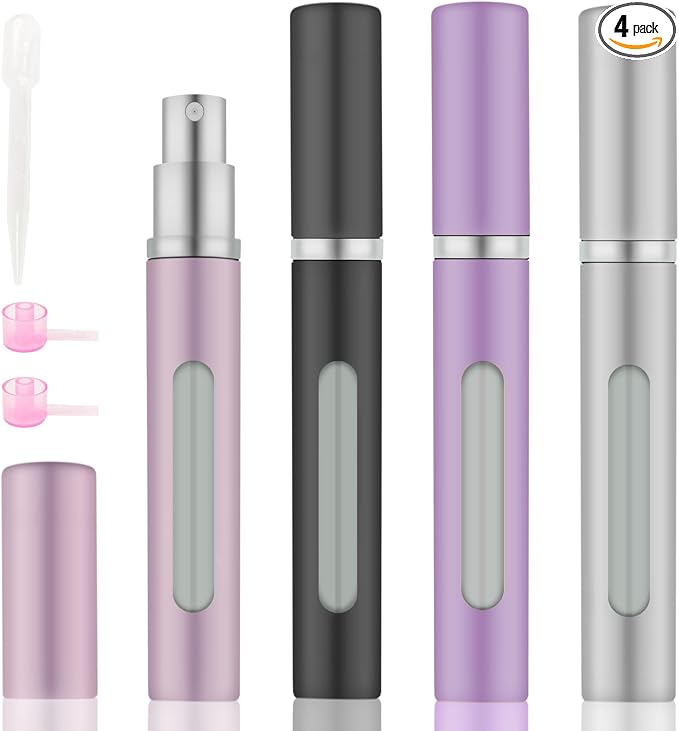 4pcs Mini Perfume Travel Bottle, Perfume Atomiser Refillable, 5ML Spray Bottles, Portable for Travel Holiday, Outdoor Activities and Business(Style 2)