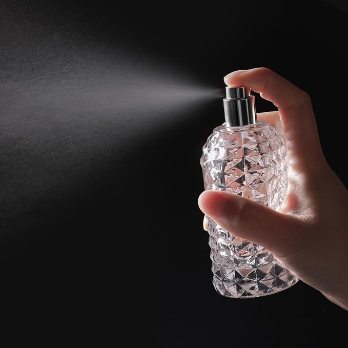 100ml/3.4 Oz Glass Spray Bottle Perfume Atomizer,Empty Travel Refillable Perfume Spray Bottle with 3 Kinds of Dispenser (A1)