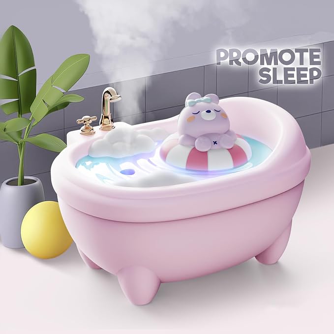 Small Mini Humidifier,Top Fill 340ml Portable Desktop Humidifier Diffuser with Cool Mist,20db Quiet,Easy Clean,7 LED Light, Auto Shut off,for Travel,Plants,Home,Office,Nursery, Women (Pink)