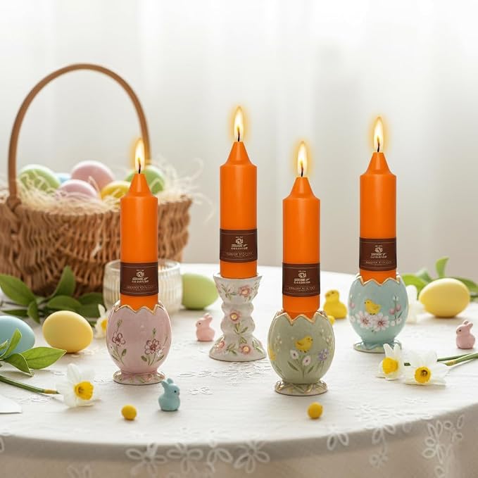 5 Inch Orange Taper Candles Hand Poured Unscented Smokeless Short Thick Tapered Candles for Morning Coffee Ritual Breakfast Table Everyday Centerpiece Relaxation