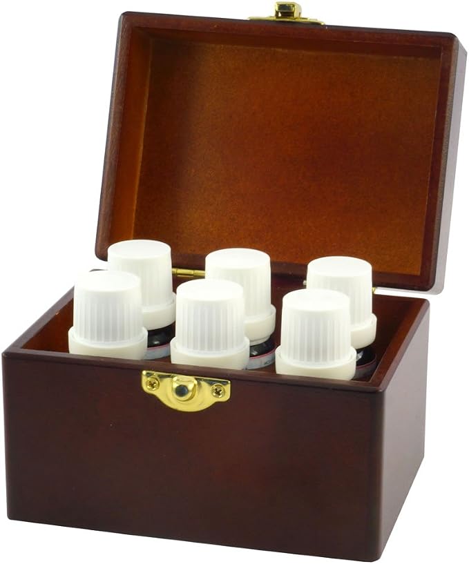 Favorites Sampler Wooden Box of Six 100% Pure Essential Oils for Aromatherapy - Therapeutic Grade - for Use Diffusers
