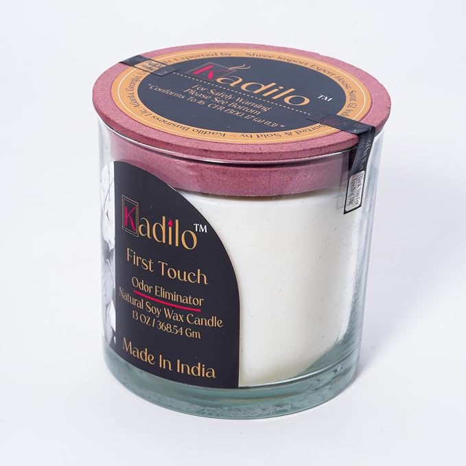 Kadilo Soy Wax Scented Candles, Aromatherapy, Stress Relief, Sleep Aids, Spa, Massage Infused with Natural Essential Oils from Ancient vedas, Long-Lasting Aroma, 13oz, 3 Wicks, (First Touch)