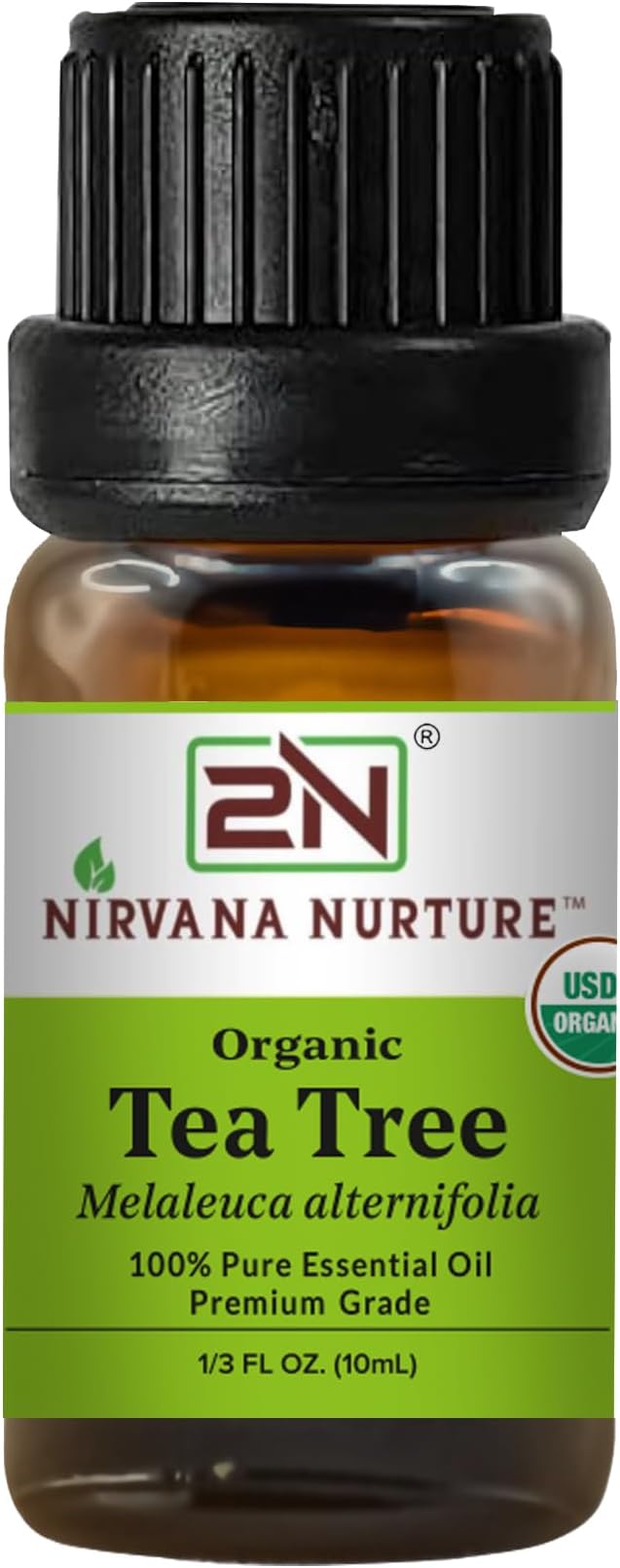 Tea Tree Essential Oil, USDA Certified Organic, 100% Pure Undiluted, Aromatherapy Oil for Diffuser, Hair & Skin Care