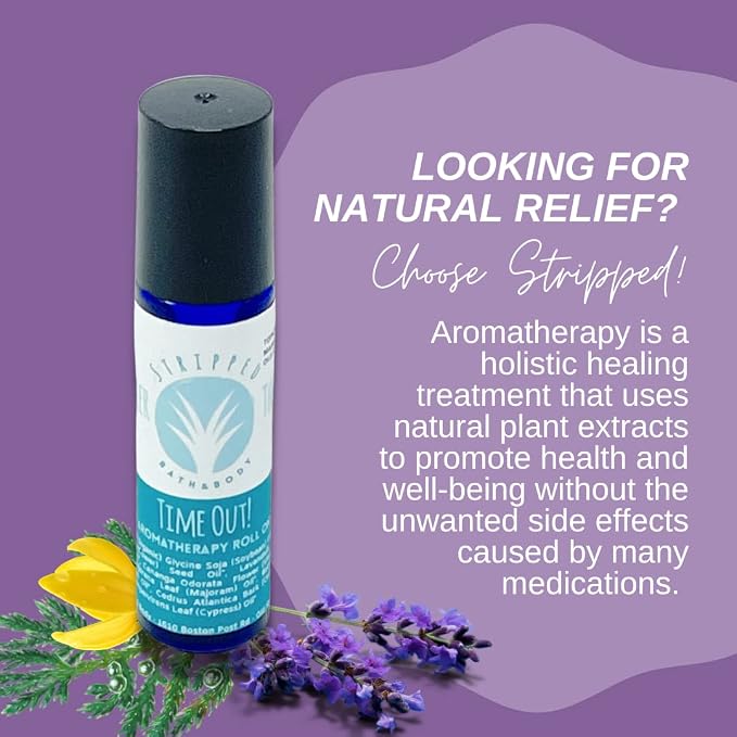 TIME OUT Aromatherapy Roll-On w/Lavender, Ylang Ylang & Cedarwood | Natural Essential Oils for Relaxation for Stress & Calming Relief | 100% Pure, Natural, Therapeutic Grade Oils | Stocking Stuffer