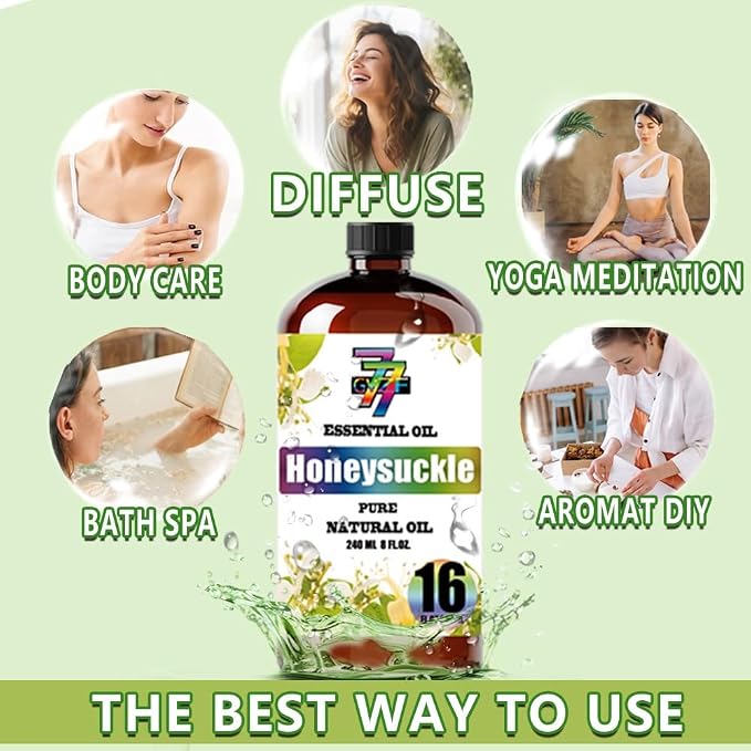 Honeysuckle Essential Oil, Honeysuckle Oils, for Diffuser, DIY Candles, Soap, Humidifier, Home, Yoga, Massage, Gift, Essential Oil, GV77ZF Honeysuckle Fragrance Oil - 16 fl oz (480 ml)