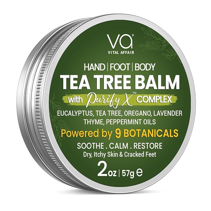 VITAL AFFAIR Tea Tree Oil Balm – Soothing Care for Rashes, Athlete’s Foot, Jock Itch, Bug Bites, Folliculitis, Cracked Feet, Dry, Flaky, Irritated Skin – For All Ages & Sensitive Skin - 2 oz