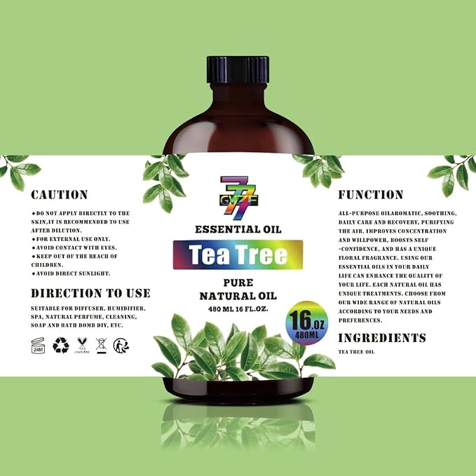 Tea Tree Essential Oil, Tea Tree Oil, for Diffuser, Cleaning, Humidifier, DIY Candles, Soap, Laundry, Home, Yoga, Gift, Essential Oils, GV77ZF Tea Tree Fragrance Oil - 16 fl oz (480 ml)