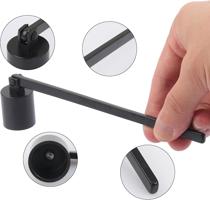 7 Pack 8 inch Black Candle Snuffer Bulk, Long Handle Stainless Steel Polished Candle Snuffer for Candle Lovers