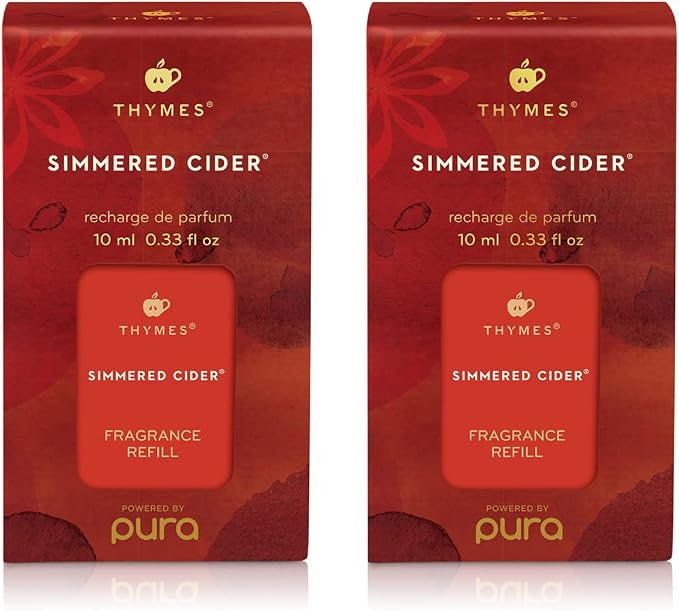 Thymes Pura Refills – 2 Pack of Oil Diffuser Scents – Long-Lasting Pura Diffuser Refills – Premium Home Fragrance – Notes of Pressed Apple, Clove & Cardamom (Simmered Cider, Pack of 2)