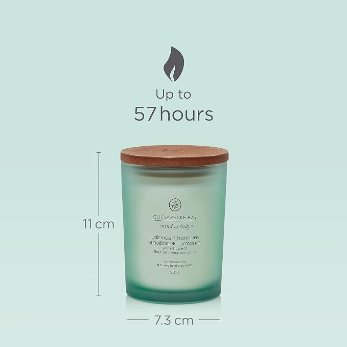Chesapeake Bay Scented Candle | Balance + Harmony (Water Lily Pear) Medium Aromatherapy Tumbler Candle | Burn Time: Up to 57 Hours | Mind & Body Collection | Gifts for Women